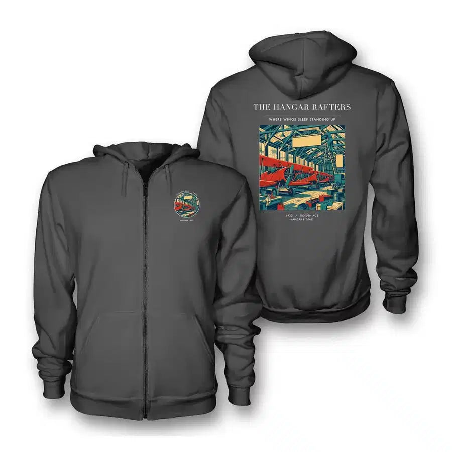 VINTAGE G4166 - The Hangar Rafters - Premium Zipped Hoodie design on darkgray