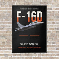 Thumbnail for F-16D Fighting Falcon Two Seats One Falcon vertical canvas print - framed - black background