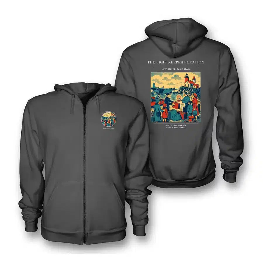 VINTAGE G4418 - The Lightkeeper Rotation - Premium Zipped Hoodie design on darkgray