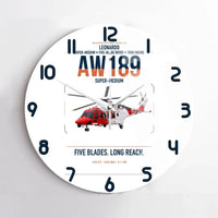 Thumbnail for Leonardo AW189 design on white no frame wall clock