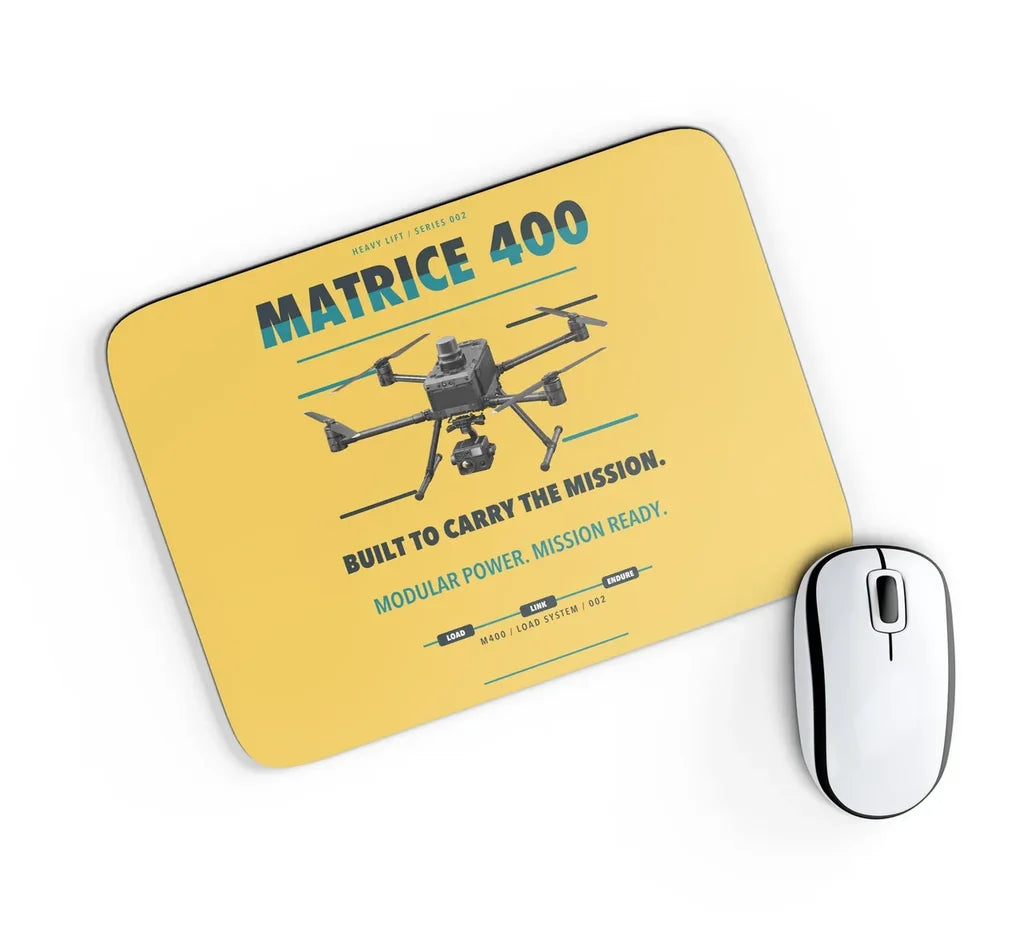 DJI Matrice 400 design on yellow rectangle mouse pad