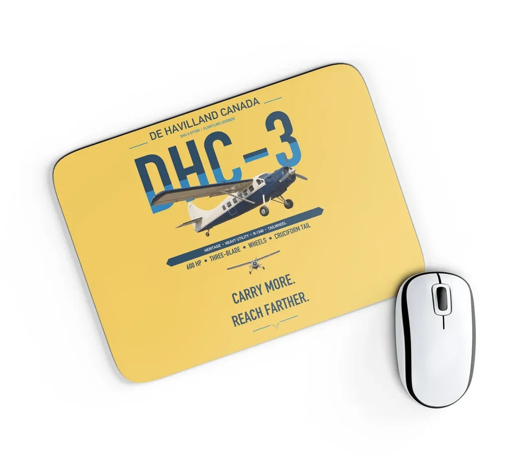 DHC-3 Otter design on yellow rectangle mouse pad