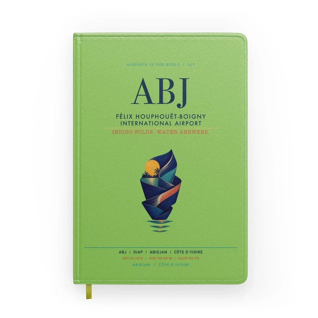 Félix Houphouët-Boigny International Airport (ABJ) design on light green notebook