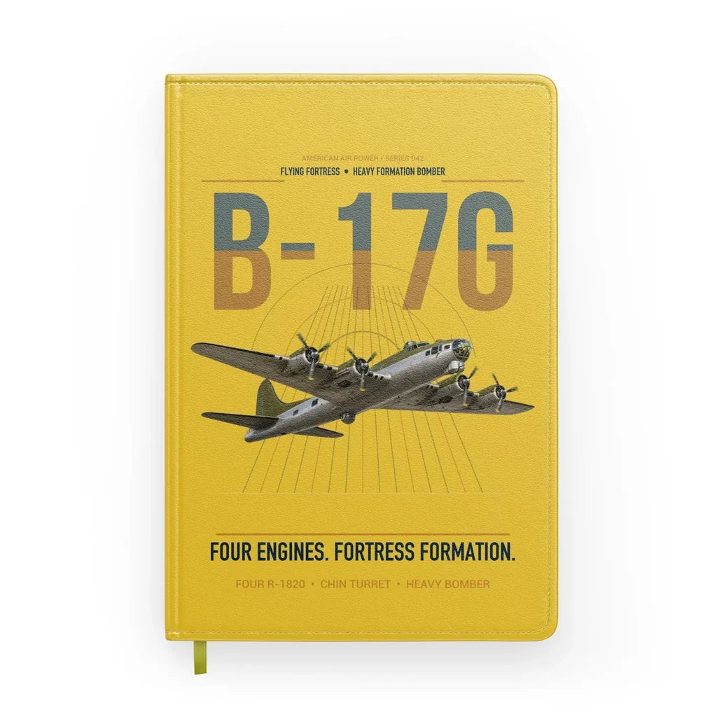 B-17G Flying Fortress design on yellow notebook