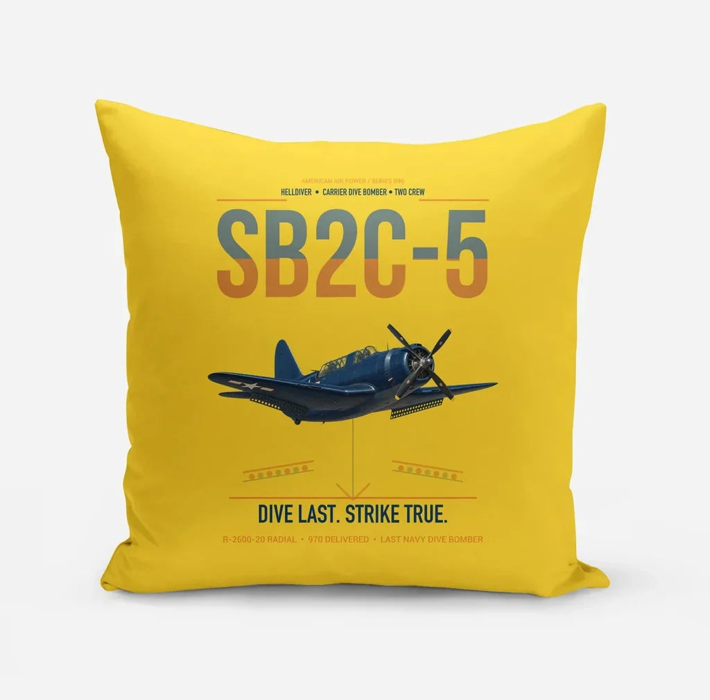 SB2C-5 Helldiver design on yellow pillow