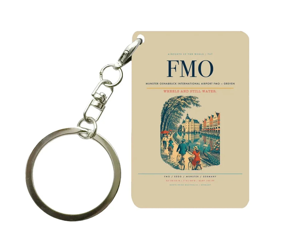 Munster Osnabruck International Airport (FMO) design on beige key chain