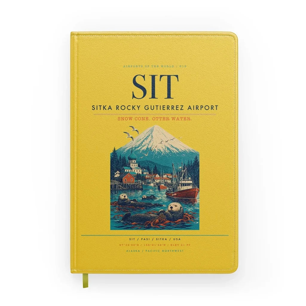 Sitka Rocky Gutierrez Airport (SIT) design on yellow notebook