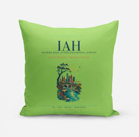 Thumbnail for Houston George Bush Intercontinental Airport (IAH) design on light green pillow