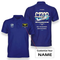 Thumbnail for Cessna 170B design on blue+name double-side polo t-shirt, double-side print