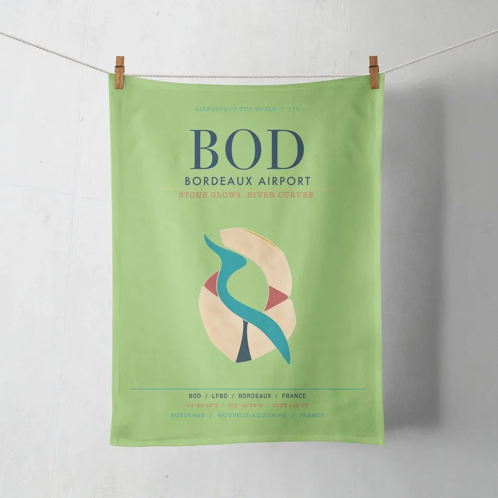 Bordeaux Airport (BOD) design on light green towel
