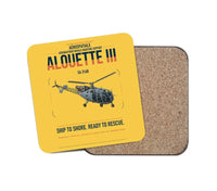 Thumbnail for Aérospatiale SA 316B Alouette III design on yellow 1 piece coaster