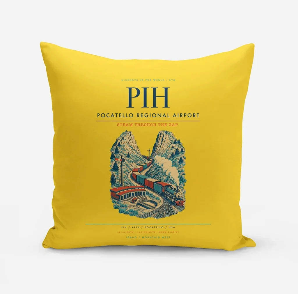 Pocatello Regional Airport (PIH) design on yellow pillow