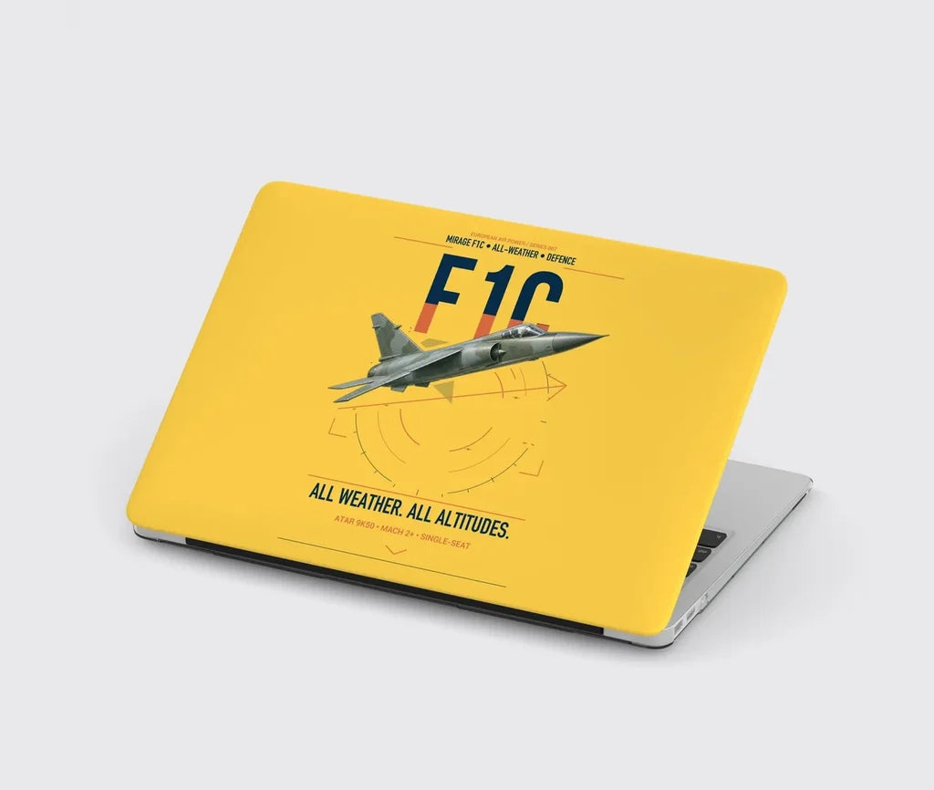 Dassault Mirage F1C design on yellow MacBook case