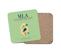 Thumbnail for Malta International Airport (MLA) design on light green 1 piece coaster