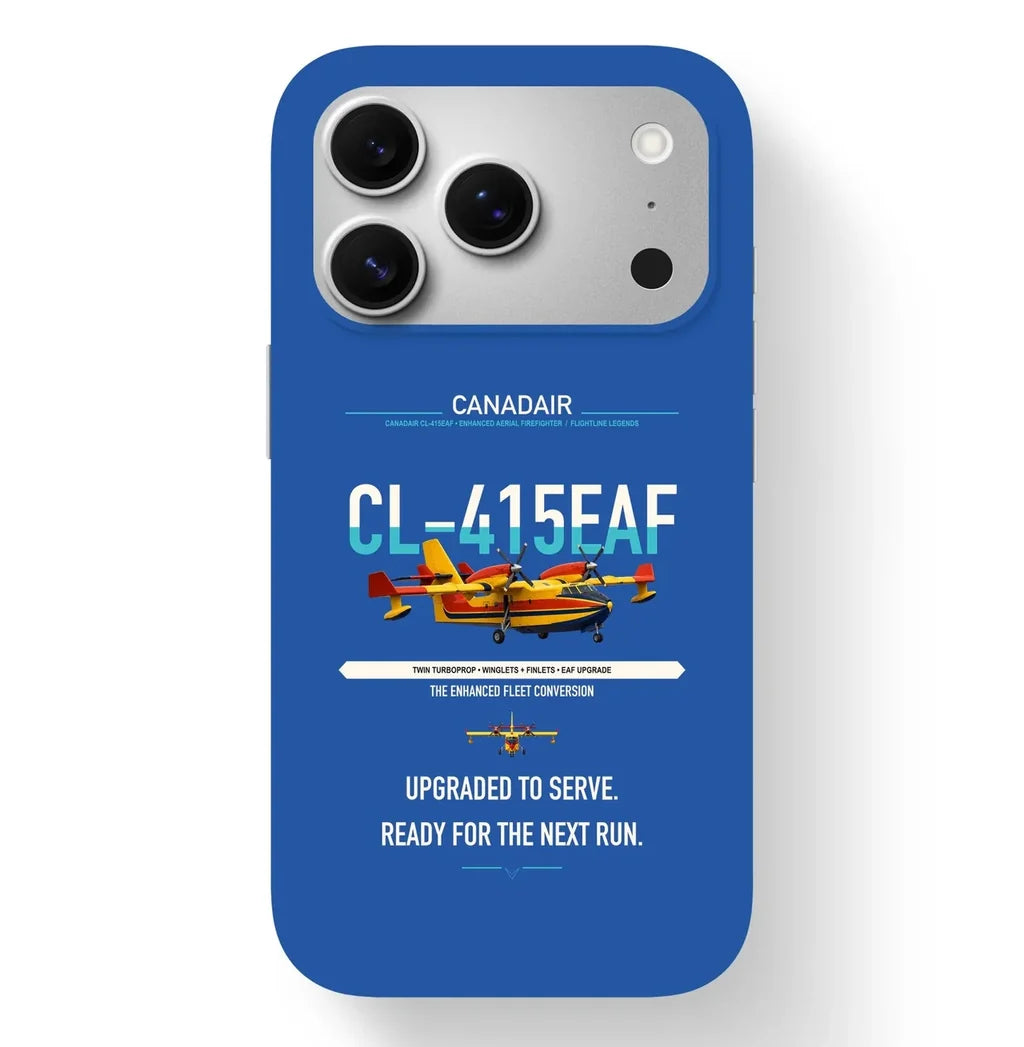 Canadair CL-415EAF design on blue magsafe iphone case, for iPhone 17 Pro