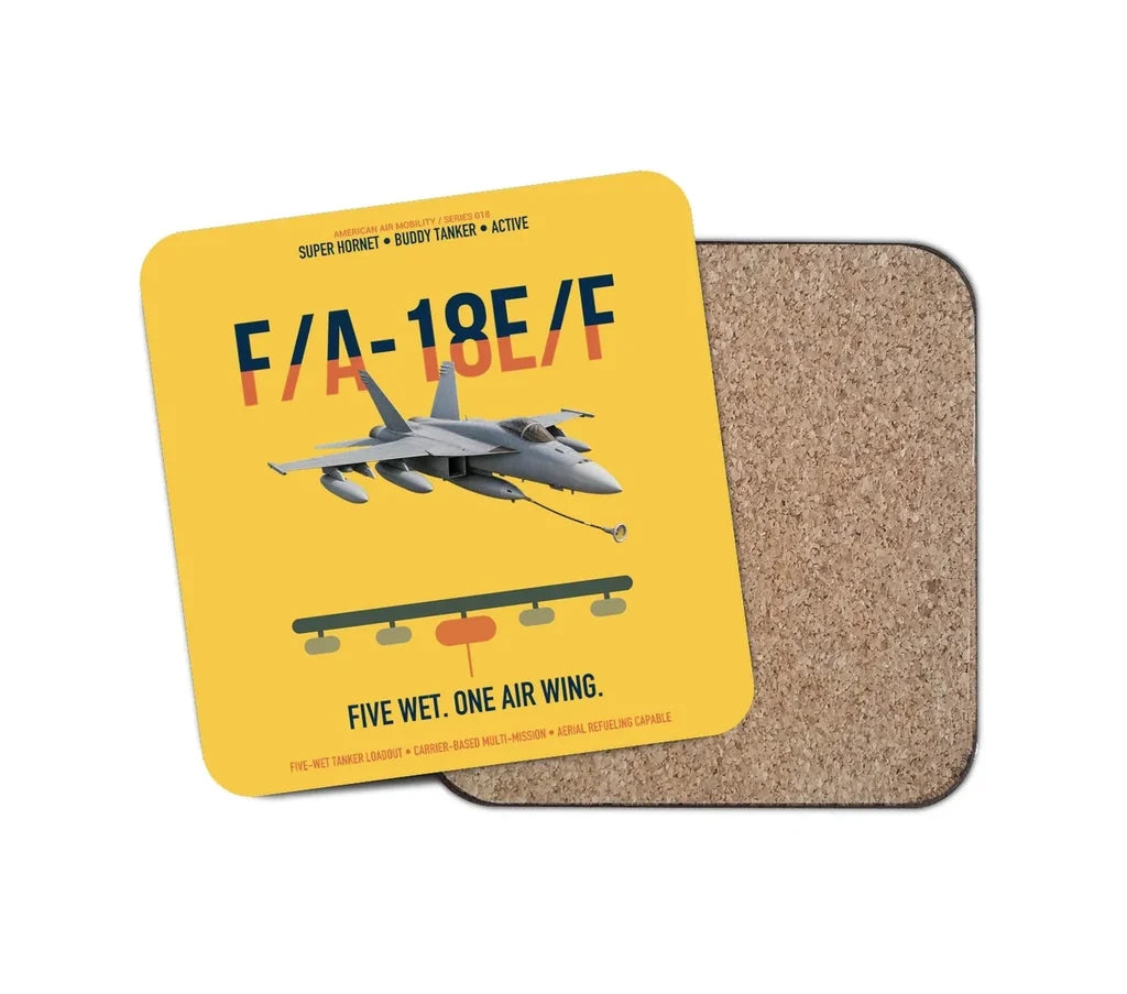 F A-18E F Buddy Tanker design on yellow 1 piece coaster
