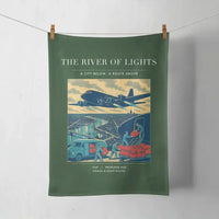 Thumbnail for VINTAGE G4152 - The River Of Lights - Designed Towels design on darkgreen