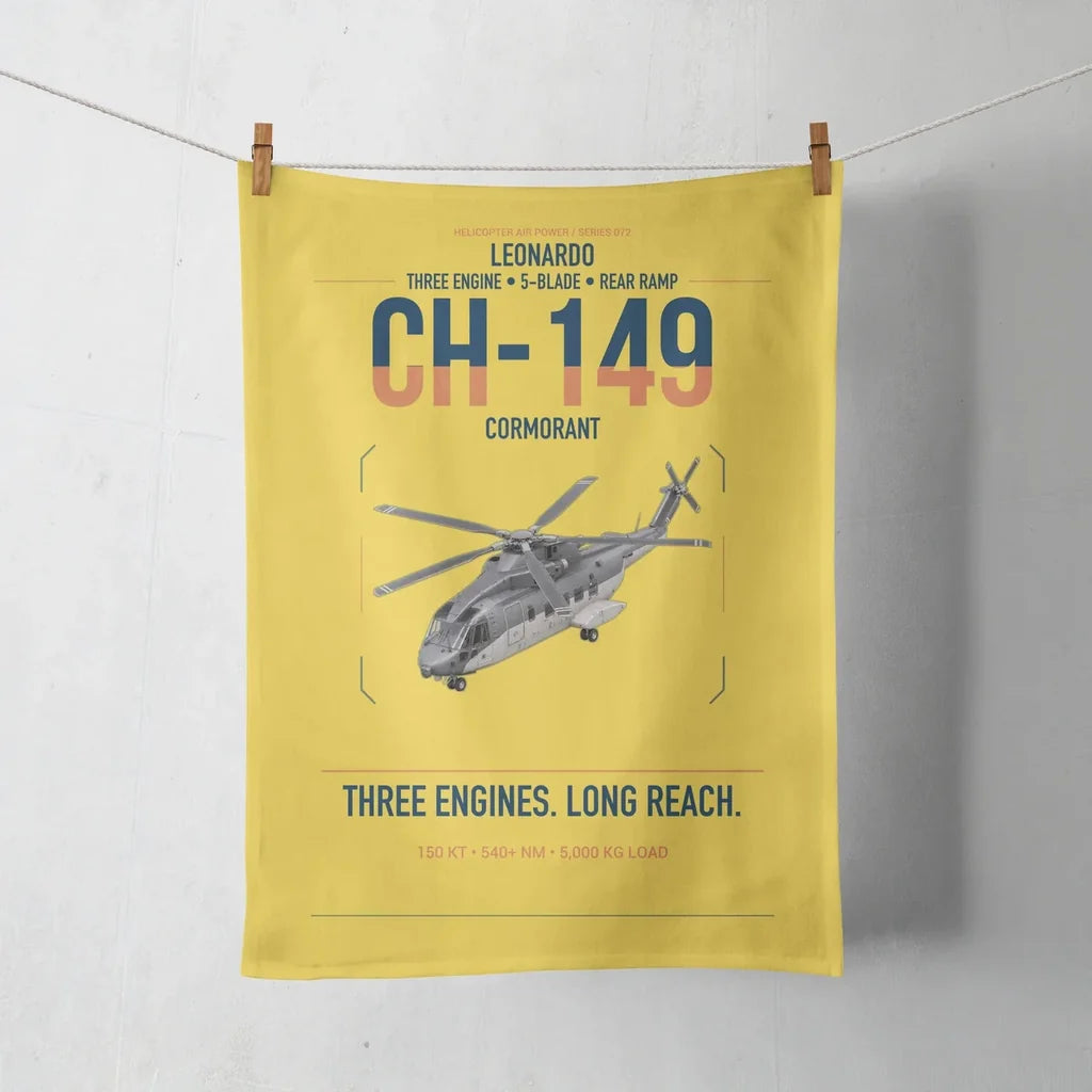 Leonardo CH-149 Cormorant design on yellow towel