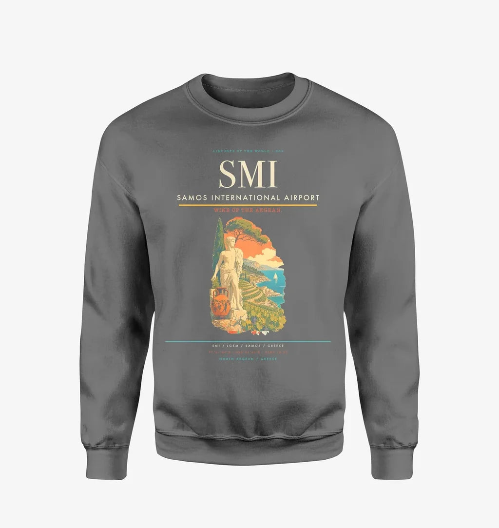 Samos International Airport (SMI) design on gray sweatshirt