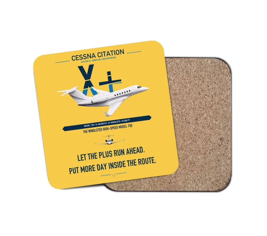 Cessna Citation X+ design on yellow 1 piece coaster