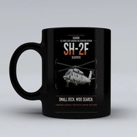 Thumbnail for Kaman SH-2F Seasprite design on black ceramic mug, double-side print