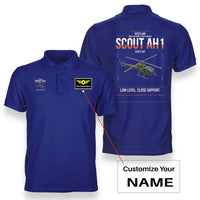 Thumbnail for Westland Scout AH1 design on blue+name double-side polo t-shirt, double-side print