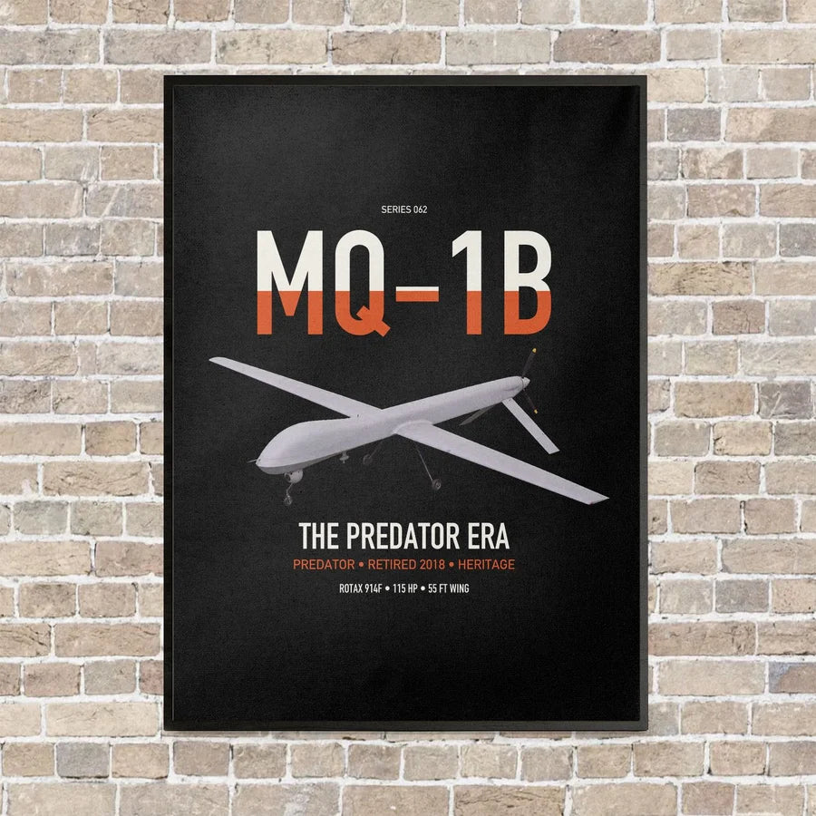 MQ-1B Predator vertical canvas print - framed - black background