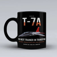 Thumbnail for T-7A Red Hawk design on black ceramic mug, double-side print