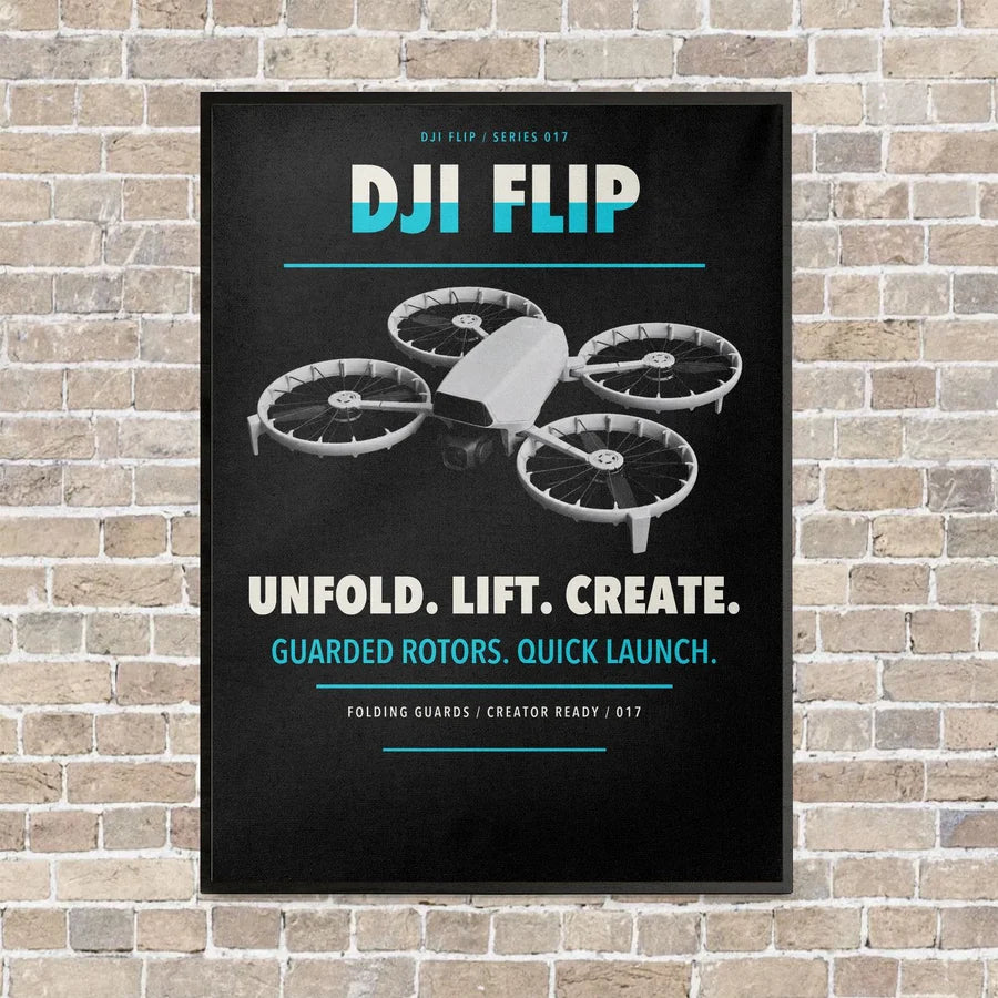 DJI Flip vertical canvas print - framed - black background