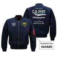 Thumbnail for Cessna Citation CJ4 Gen2 design on blue+name bomber jacket, double-side print