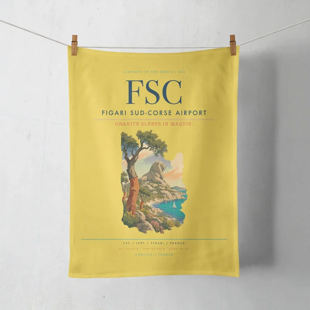 Figari Sud-Corse Airport (FSC) design on yellow towel