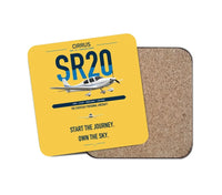 Thumbnail for Cirrus SR20 design on yellow 1 piece coaster