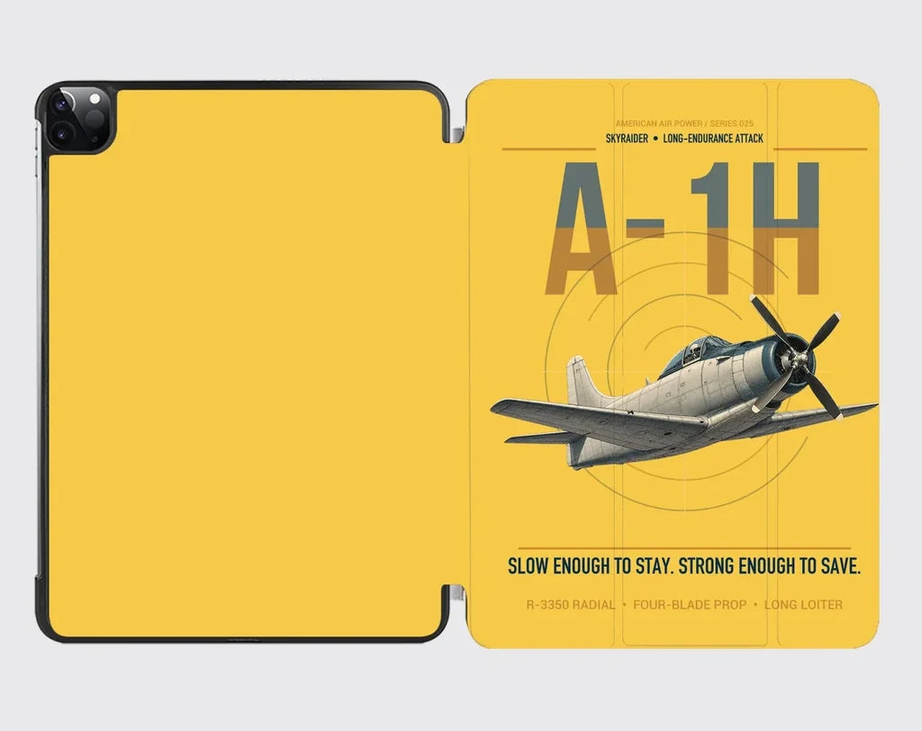 A-1H Skyraider design on yellow ipad tablet case