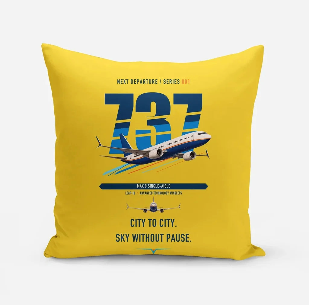 Boeing 737 MAX 8 design on yellow pillow