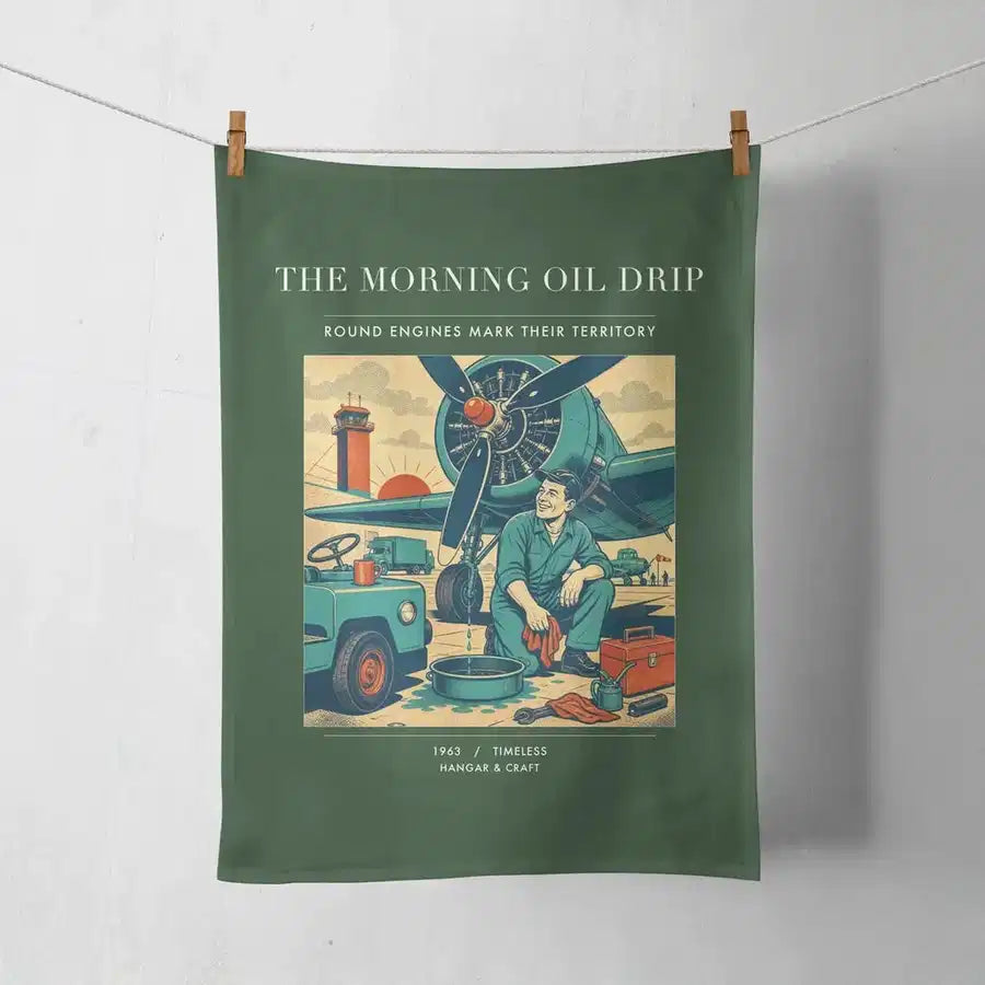 VINTAGE G4266 - The Morning Oil Drip - Designed Towels design on darkgreen