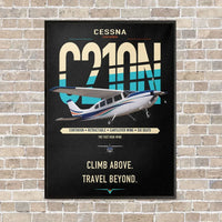 Thumbnail for Cessna T210N Centurion vertical canvas print - framed - black background