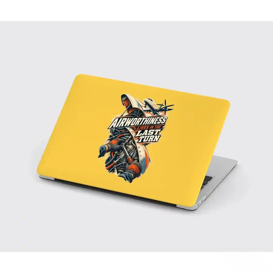 Airworthiness Lives In The Last Turn design on yellow MacBook case