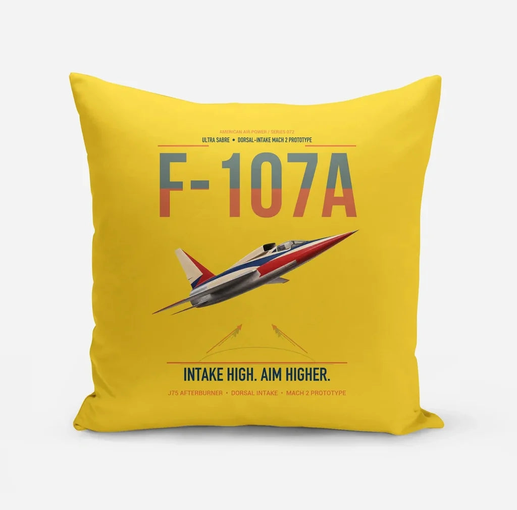 F-107A Ultra Sabre design on yellow pillow
