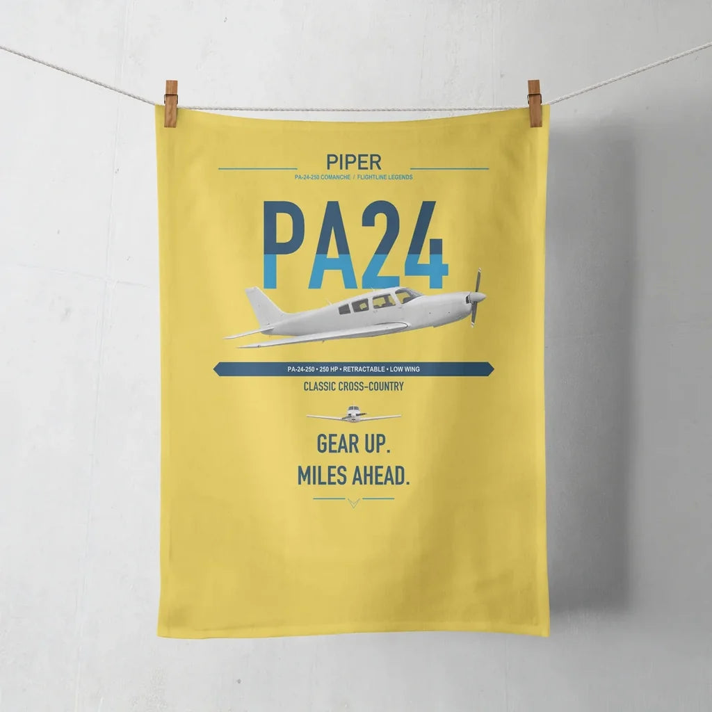 Piper PA-24-250 Comanche 250 design on yellow towel