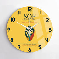 Thumbnail for Vasil Levski Airport – Sofia (SOF) design on yellow no frame wall clock