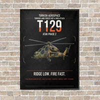 Thumbnail for Turkish Aerospace T129 ATAK Phase 2 vertical canvas print - framed - black background