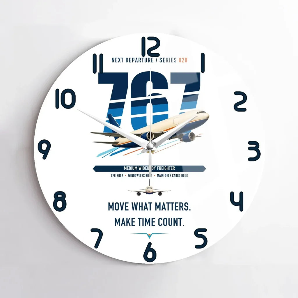 Boeing 767-300F design on white no frame wall clock