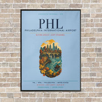 Thumbnail for Philadelphia International Airport PHL vertical canvas print - framed - light blue background