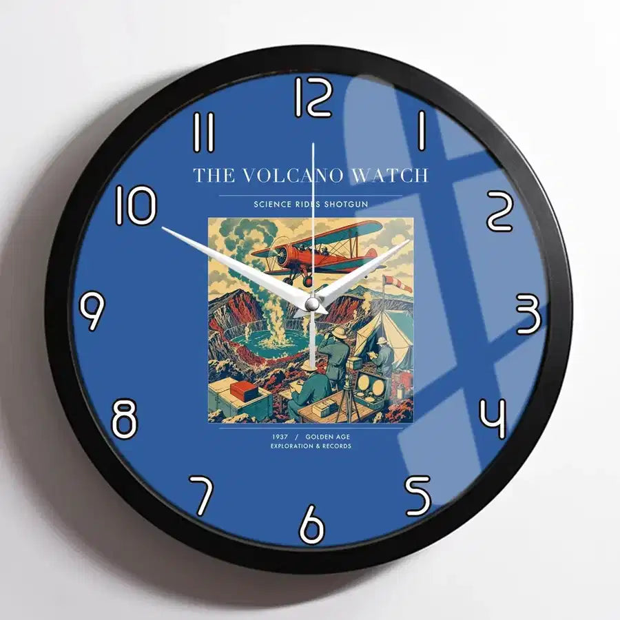 VINTAGE G4042 - The Volcano Watch - Designed Wall Clocks design on blue framed