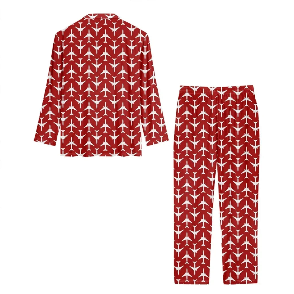 Perfectly Sized Seamless Airplanes Red men button pajamas - view 3