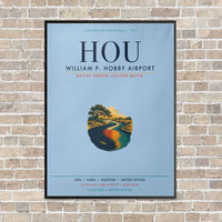 Thumbnail for William P. Hobby Airport HOU vertical canvas print - framed - light blue background