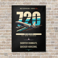 Thumbnail for Boeing 720B vertical canvas print - framed - black background