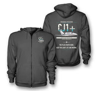 Thumbnail for Cessna Citation CJ1+ design on dark gray premium zipped hoodie, double-side print