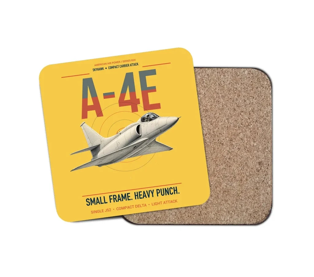 A-4E Skyhawk design on yellow 1 piece coaster