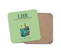 Thumbnail for London Heathrow Airport (LHR) design on light green 1 piece coaster